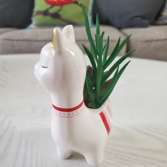 Succulent in Llama Holder Faux Plant Nwt - Picture 3 of 5